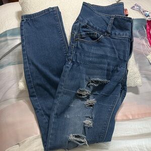 Wax Jean High Rise Blue Distressed Jeans